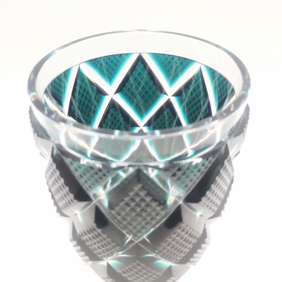 薩摩切子 脚付杯 色被せガラス 復元 尚古集成館監修 薩摩ガラス グリーン