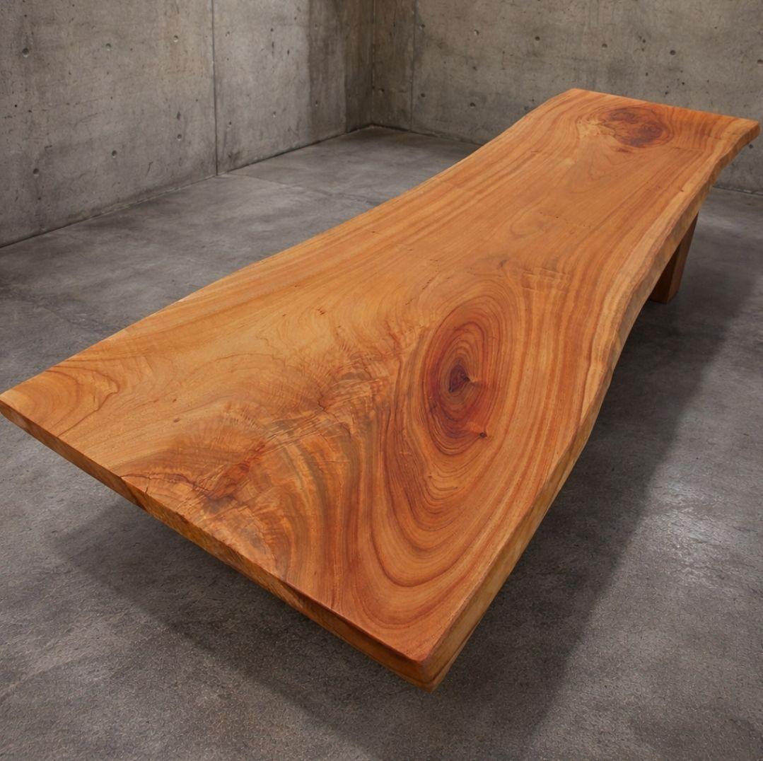 週末価格　楠　一枚板　ダイニング　テーブル　カウンター　杢　栃　リビング　座卓