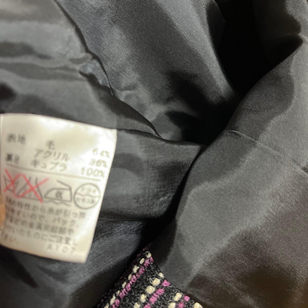 Leilian ネイビー/ホワイト ストライプ テーラードジャケット